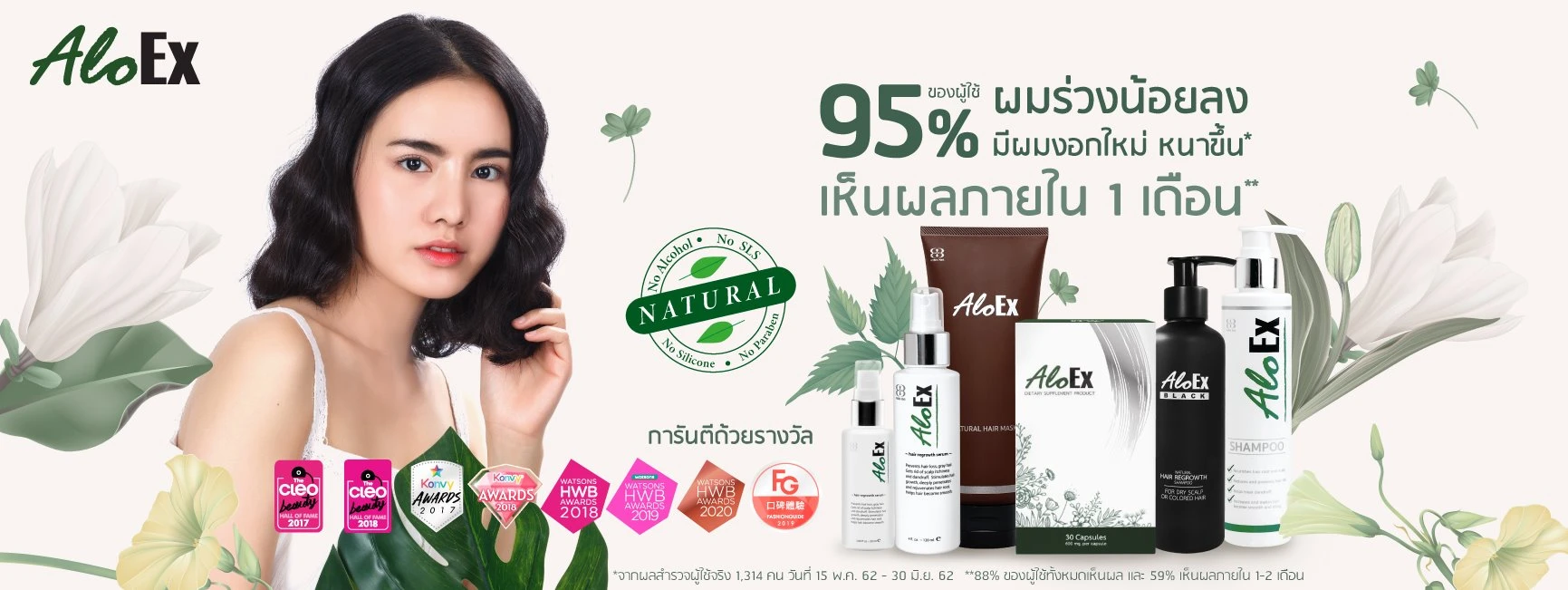 ဆံပင်ကျွတ်မှု 95% လျော့နည်း