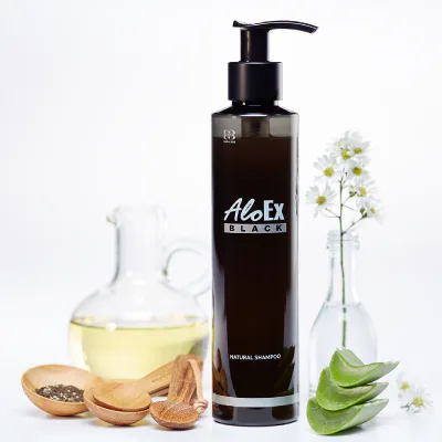 AloEx Black Shampoo — 'KHAO NIEW DAM' (ကောက်ညှင်းနက်) ဖော်မြူလာ