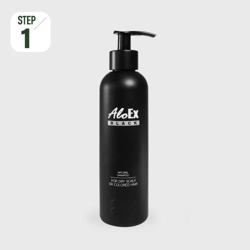 AloEx Black Shampoo — ကောက်ညှင်းနက်ပါသော ဆံပင်ကျွတ်ခြင်း ဆန့်ကျင်သည့် ခေါင်းလျှော်ရည်