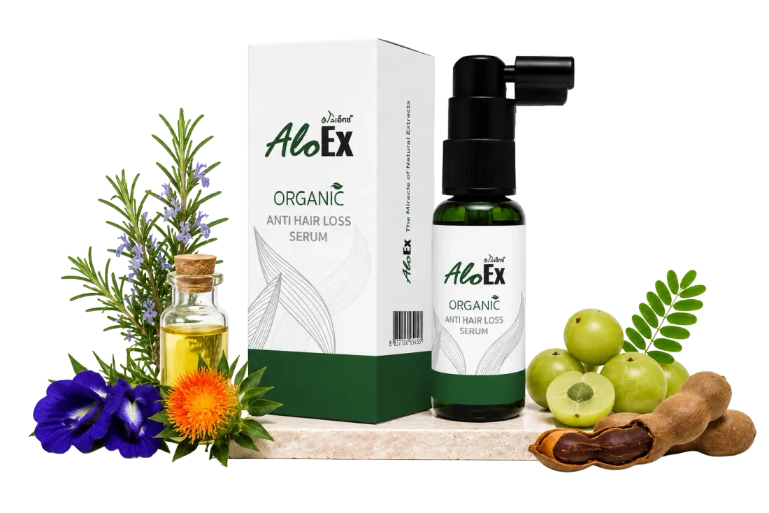 AloEx Organic Anti Hair Loss Serum with natural herbal ingredients